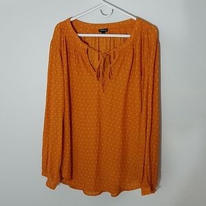 Torrid Polka Dot Shirt Blouse Orange Peasant  3